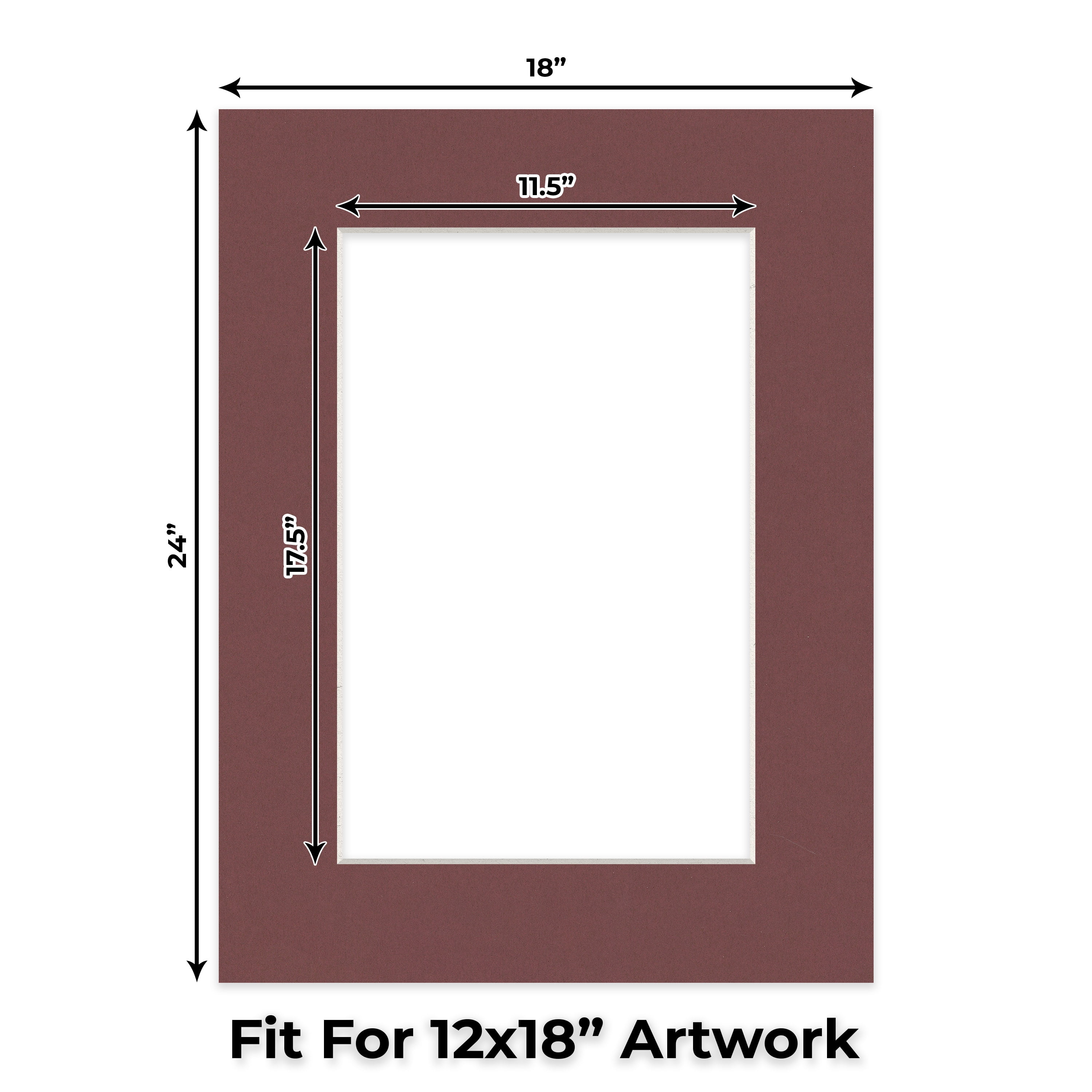 Maroon Red Picture Frame Mat for 18x24 Frames - Fits 12x18 Photos - 25 Mats
