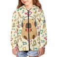 thumbnail image 2 of chaqlin Capybara Hoodies for Girls 14-16 Cute Full-Zip Hooded Sweatshirts Music Notes Long Sleeve Hooded Coat Kids School Jacket with Pockets, 2 of 6