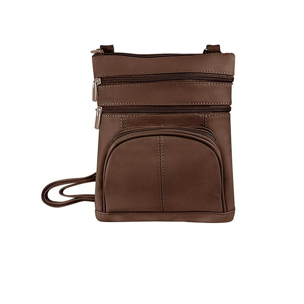 Roma Leather Roma Leathers Genuine Leather Multi Pocket Crossbody Purse Bag Walmart Com Walmart Com