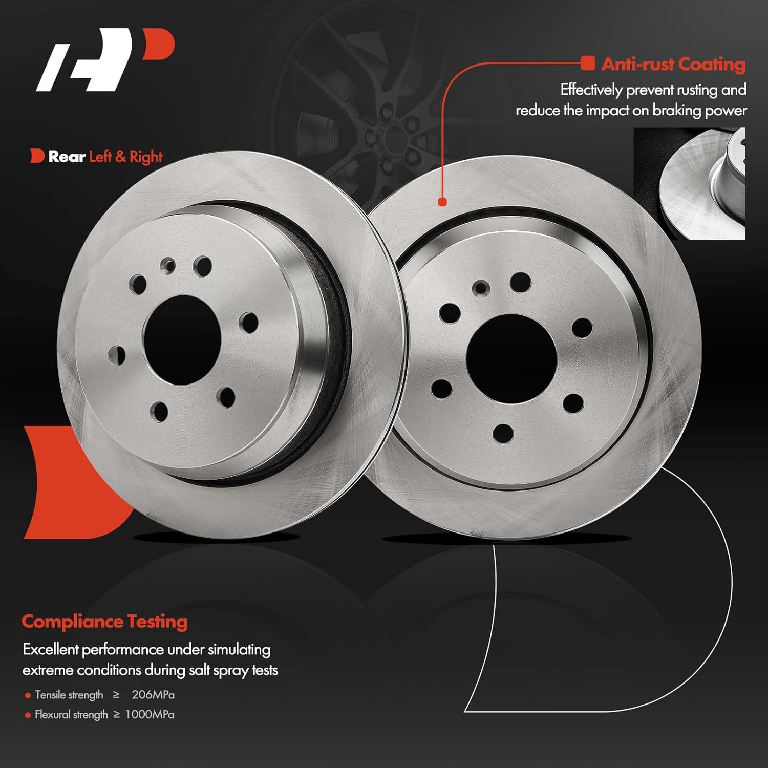 A-Premium 12.76 inch (324.2mm) Rear Vented Disc Brake Rotors Compatible with Select Chevrolet and GMC Models - Colorado, Canyon, 2015-2022, 2.5L 2.8L 3.6L, 2-PC Set