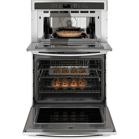 GE Profile - 30" Built-In Single Electric Convection Wall Oven with Built-In Microwave - Stainless Steel