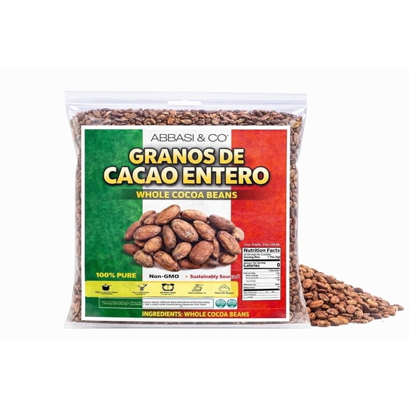 ABBASI & CO Whole Cacao Beans Raw 1 Pack 5 Oz