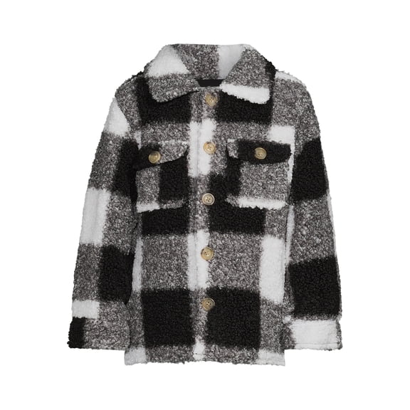Wonder Nation Toddler Faux Sherpa Shacket, Sizes 12M-5T