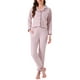 thumbnail image 2 of Conjunto de pijama para mujer INSPIRE CHIC de felpa de franela, con botones, de manga larga, con cuello de muesca, pantalones con bolsillos, ropa de descanso y pijama, XS, rosa, 2 of 6
