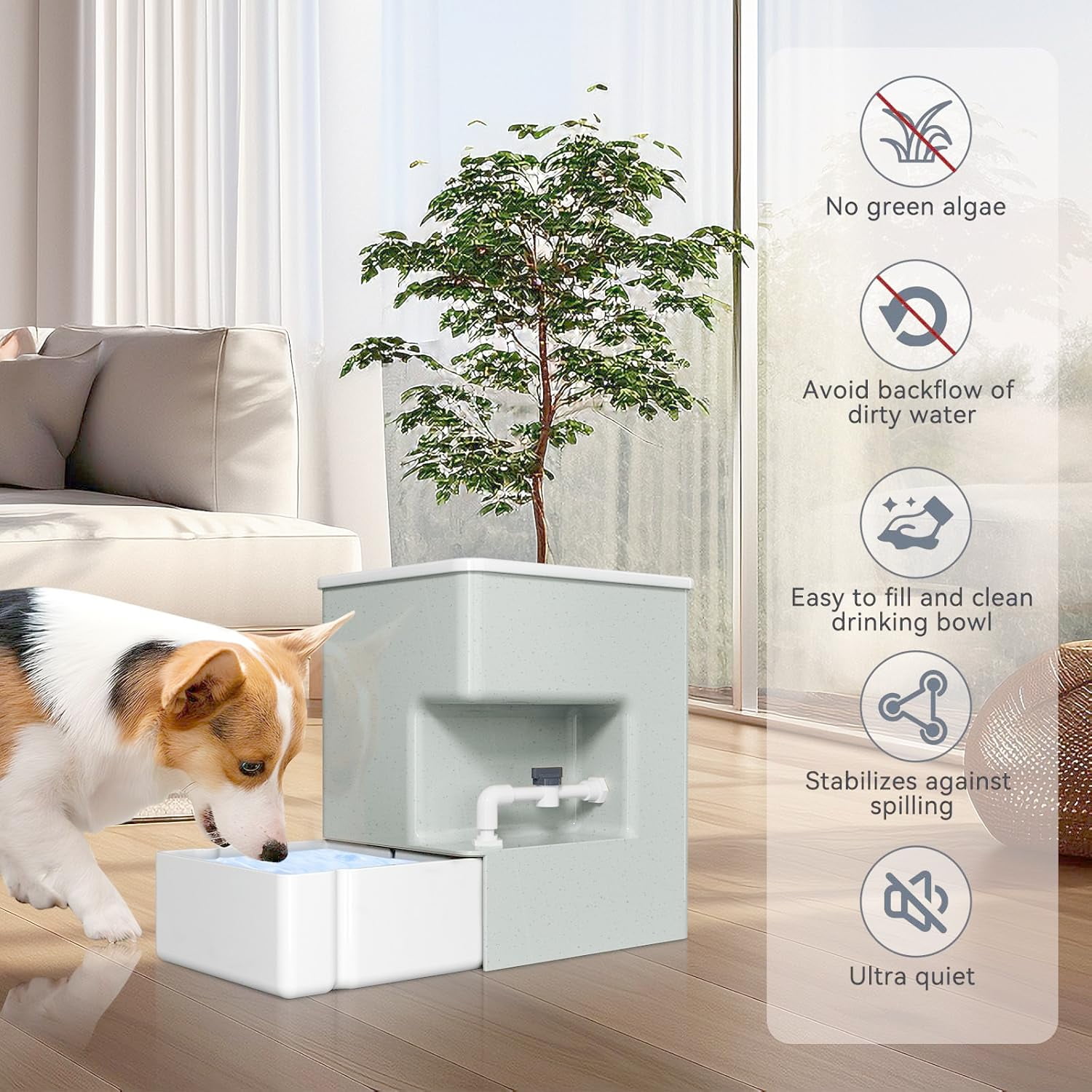 Automatic 8L Pet Waterer - Gravity Water Dispenser for Cats, Puppies, and Dogs.Prevents Dirty Water Backflow, Easy to Refill