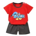 thumbnail image 1 of Girls Spring Outfits Summer Short Sleeved T Shirt Set Shorts Two Piece Set Newborn Boy Clothes Clear 5-6 Years, 1 of 3
