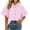 Pink, variant on LEKWK Womens Summer Tops Button Down Short Puff Sleeve Striped Shirts Lightweight V Neck Loose Fit Collared Tops Fashion Casual Daily Outfits