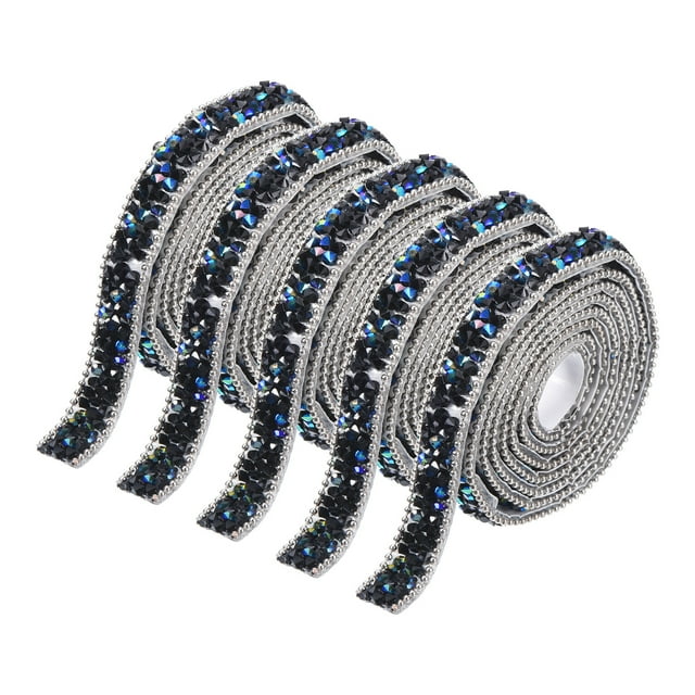 Unique Bargains 5 Pcs Rubans Adhésifs en Résine avec Strass 5 Yards Noir AB Diamant