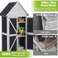thumbnail image 5 of Aivituvin Outdoor Storage Cabinet, Wood & Metal Frame Garden Storage Shed with Waterproof Plastic Roof, Adjustable Shelves, Raised Base, Weather-Resistant Tool Shed for Backyard, Patio & Lawn, 67.5"H, 5 of 8