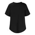 thumbnail image 4 of Girls Curve 𝗛em Short Sleeve Shirts Side Slit Crewneck Soft Casual Tops Lightweight Solid Tuni𝗰 Blouse for Kids, 4 of 5