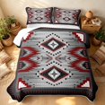 thumbnail image 3 of Erosebridal Traditional Aztec Bed Spread Queen, Gothic Stripe Queen Coverlet Set, Red Gray Black White 3 Pieces, 1 Quilt and 2 Pillowcases, 3 of 7