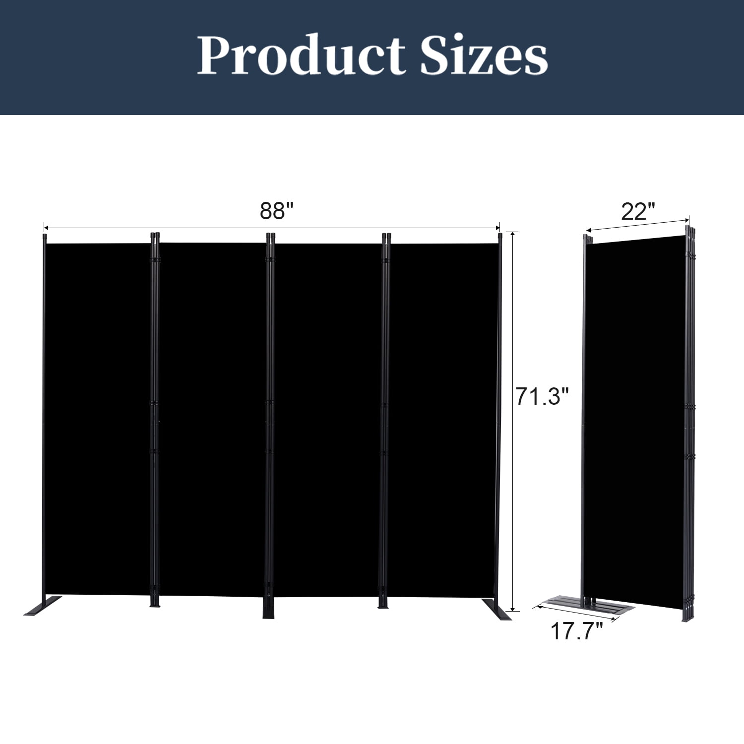 Room Divider Folding Privacy Sceens 4 Panel Partition Room Dividers 88'' Room Divider Wall Screen, Upgrade (Wider Feet) Portable Temporary Wall for Room Separation Wall Divider for Room Office School