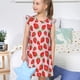 thumbnail image 4 of Fotbe Strawberries Vestido de Dormir para Niñas de 3 a 10 Años, Mangas Cortas, Estilo Princesa, Pijama Camisón con Mangas Voladas-Large, 4 of 6