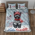 thumbnail image 2 of Hello Winter Scottish Terrier Smiling in Red Scarf Hat Welcome Christmas Quilt Bedding Set Scottie Dog Lover Gifts 1 Blanket Bed Cover 2 Pillowcases - 00017, 2 of 5