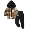 thumbnail image 3 of Sentuca Toddler Boys Clothes Cotton Long Sleeve Hooded Button Down Plaid Jackets and Sweatpants Outfit Sets for Fall Size 3 Years, 3 of 3