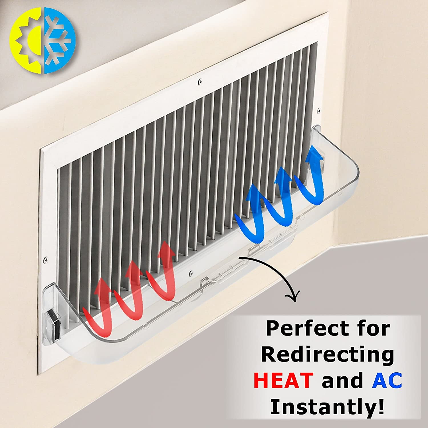 Heat and Air Vent Deflector 8.5" to 15" Magnetic Non Melting Adjustable for Vents, Sidewall, and Ceiling Registers, 2 Pack