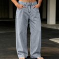 thumbnail image 2 of HOMADLES Men's Loose Fit Jeans Straight Leg Stretch Soft Casual Pants Side Pocket Fashion Pants Light Blue Size 2XL, 2 of 7