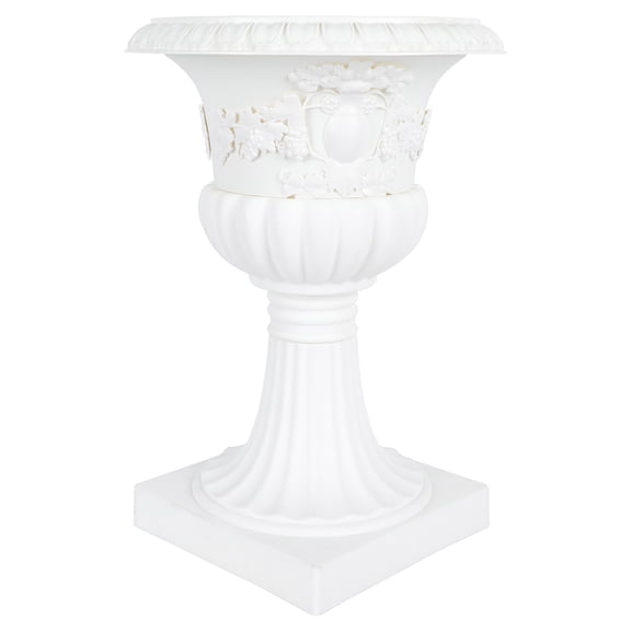FONDOTIN Roman Column Flower Pot White Decorative Garden Urn for Balcony Patio Porch - Elegant Outdoor Planter