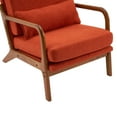 thumbnail image 5 of Modern Accent Chair with High Backrest and 1 Lumbar Pillow, Iron Frame Linen Material Armchair with Detachable Backrest and Seat, Upholstered Casual Chair with Solid Wood Arm, Orange, 5 of 7