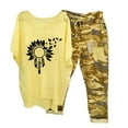 thumbnail image 1 of Ensembles d'Été Deux Pièces pour Femmes, Imprimé, Col Rond, Manches Mi-Longues, Chandail, Chemise + Pantalon, Ensembles Assortis en Liquidation, 1 of 6