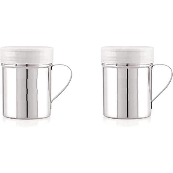 SynSpiritStore Stainless Steel Chocolate Shaker| Chat Masala Sprinkler| Dredger Shaker with Handle- Set of 2