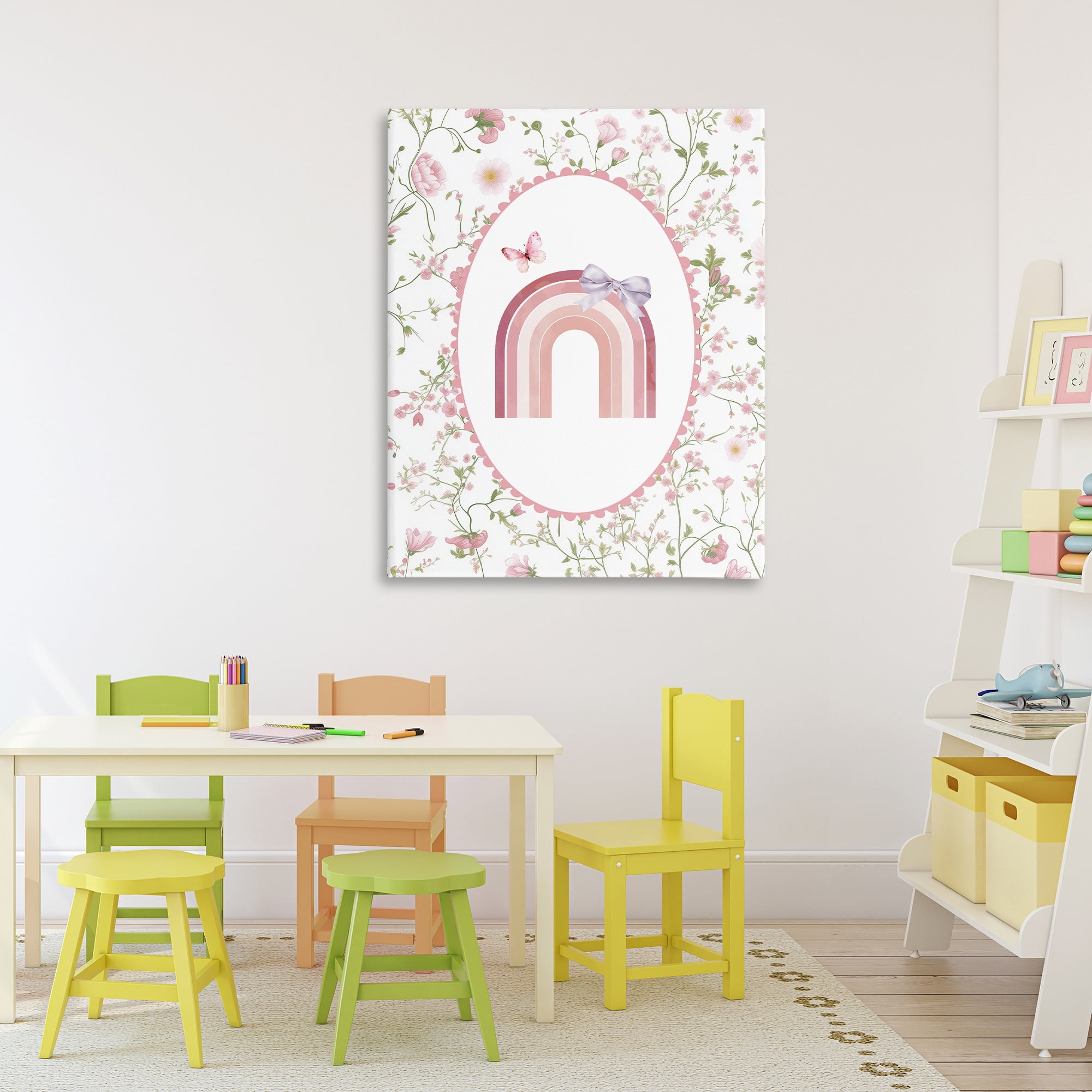 Stupell Industries Floral & Ribbon Rainbow Canvas Wall Art, design by Christine Simpson Art