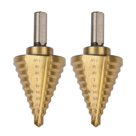 

2X Step Drill Cone Drill Bits High Speed Steel 10 Steps 1/4 to 1-3/8 Inch