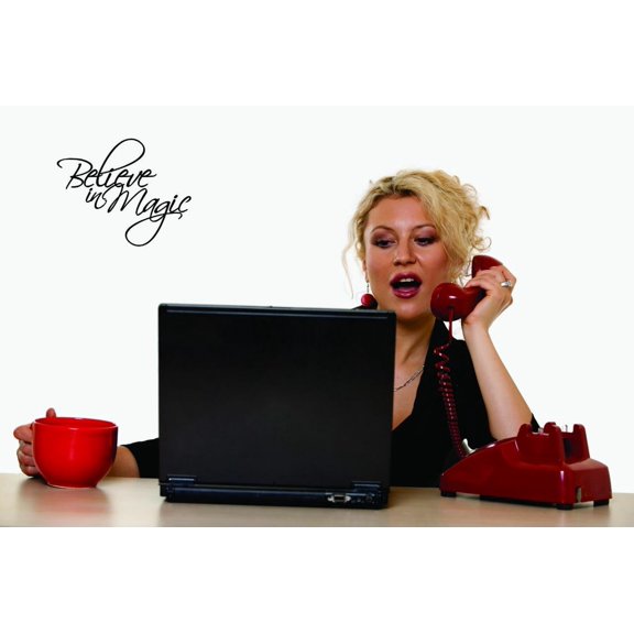 Custom Decals Believe In Magic Wall Art Size: 12 X 12 Inches Color: Black