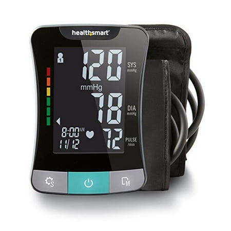 HealthSmart Talking Digital Upper Arm Blood Pressure Monitor with Standard & Large Cuffs (Black)