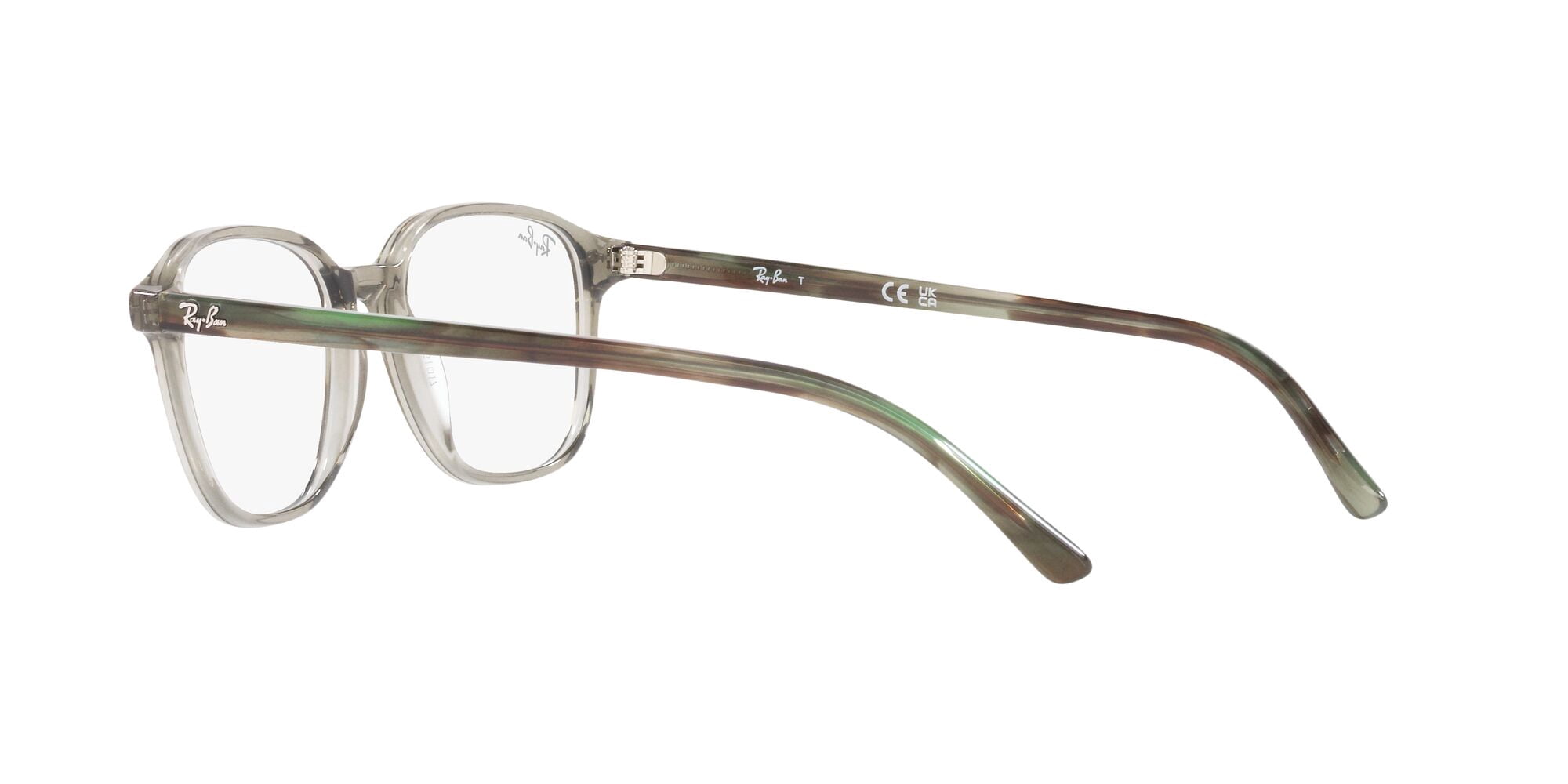 Ray-Ban Leonard Optics Glasses, Prescription Eyeglasses with Case, Demo Lens/Transparent Green, Size 51