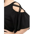 thumbnail image 4 of DARING DIVA Women's Plus Cold Shoulder Bell Casual Sleeve Top 3X Black, 4 of 8