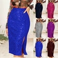 thumbnail image 6 of Lovskoo Women's Sequin Skirt Midi High Waist Elegant Sparkle Side Slit Pencil Skirt Party Cocktail Claret, 6 of 6