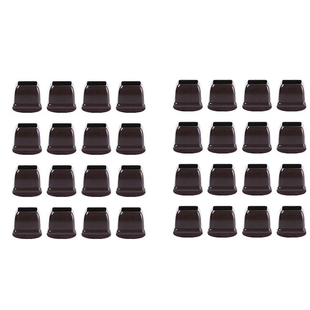 32 Pcs Brown Silicone Chair Leg Floor Protectors, Square Chair Leg Caps with Wrapped Felt, Fit: 0.55 Inch-0.75 Inch