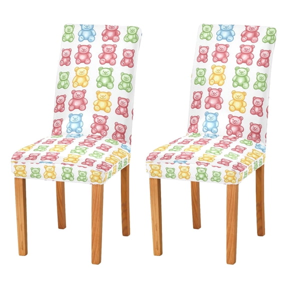 Yayeee 2 Pack Dining Chair Covers Stretch Parson Chairs Slipcovers Seat Protector, Gummy Bear Pattern