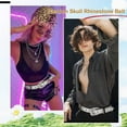 thumbnail image 3 of JASGOOD Skull Rhinestone Belt for Women Men Sparkly Bling Diamond Studded Belt Western Cowgirl Cowboy Belts, 3 of 7