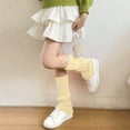 thumbnail image 2 of LNWUY Girls's Woolen Warm Knitted Socks Yoga Leggings Over the Knee Socks Stockings Winter Heap Socks Foot Warmers Beige Free Size, 2 of 9