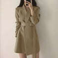 thumbnail image 2 of Baberdicy Lady Trench Coat Women's Tailored Collar Solid Color Relaxed and Casual Long Sleeved Mid Length Version Coat Trenchcoat Women's Khaki, 2 of 5