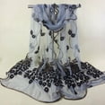 thumbnail image 2 of Women Peacock Flower Embroidered Lace Scarf Long Soft Wrap Shawl I, 2 of 2