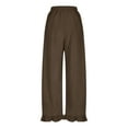 thumbnail image 5 of Wide Leg Pants Woman Sevevn Womens Corduroy Pants Wide Leg Ruffled Hem Elastic Waist Lounge Cord Pants with Pockets, 5 of 8