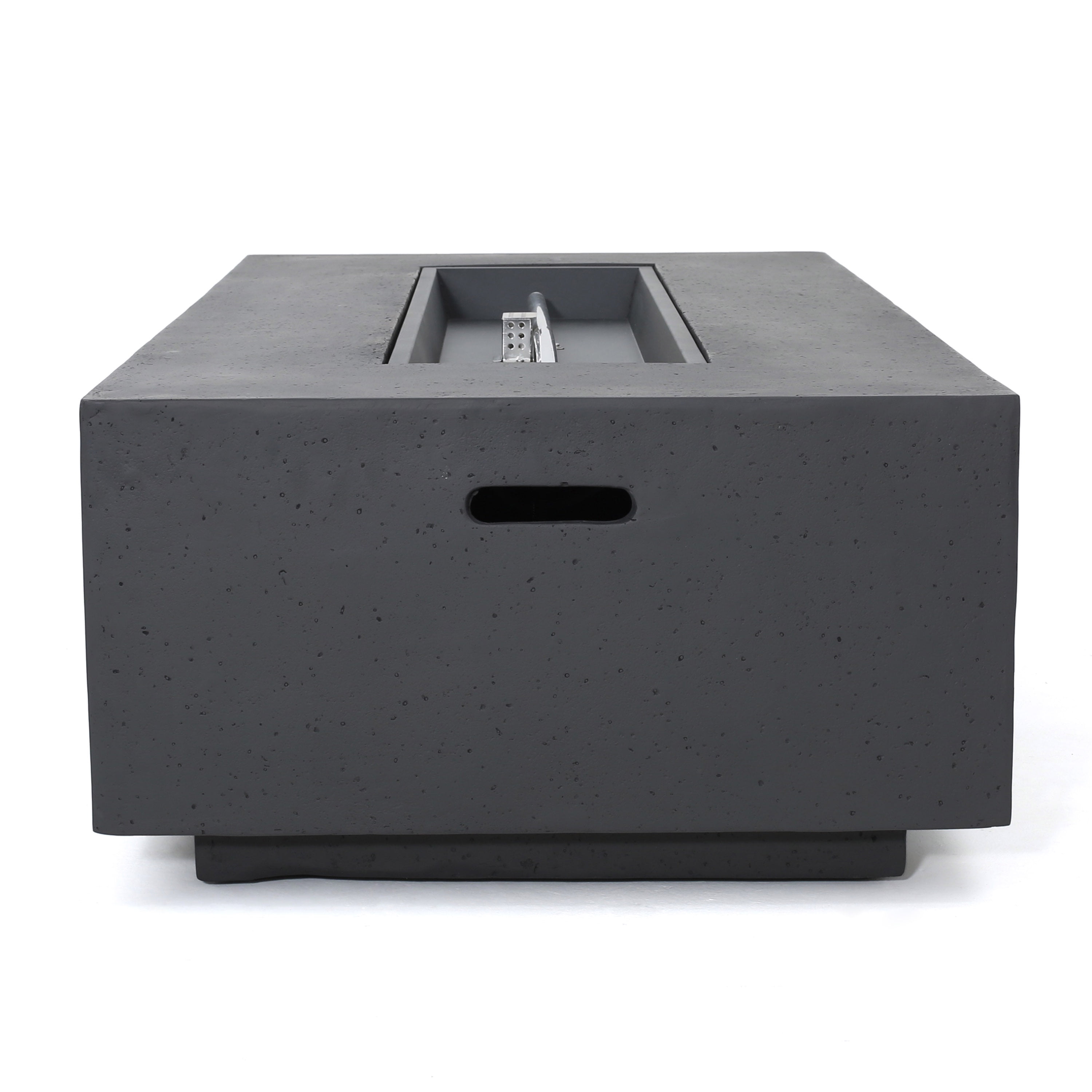 Hearth Outdoor 50,000 BTU Lightweight Concrete Rectangular Fire Pit (No Tank Holder), Dark Gray