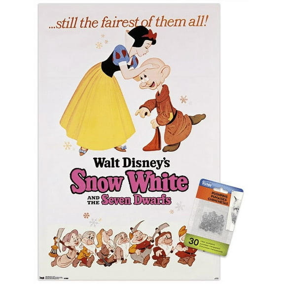 Disney Snow White and the Seven Dwarfs - Still the Fairest One Sheet Wall Poster with Push Pins, 14.725" x 22.375"