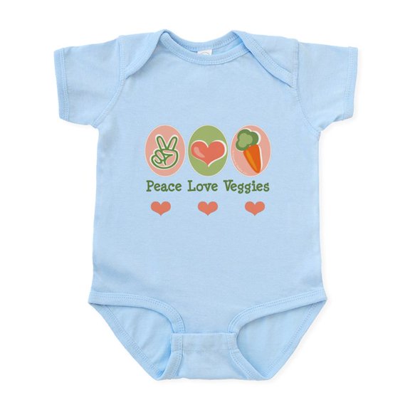 CafePress - Peace Love Veggies Vegan Infant Bodysuit - Baby Light Bodysuit, Size Newborn - 24 Months