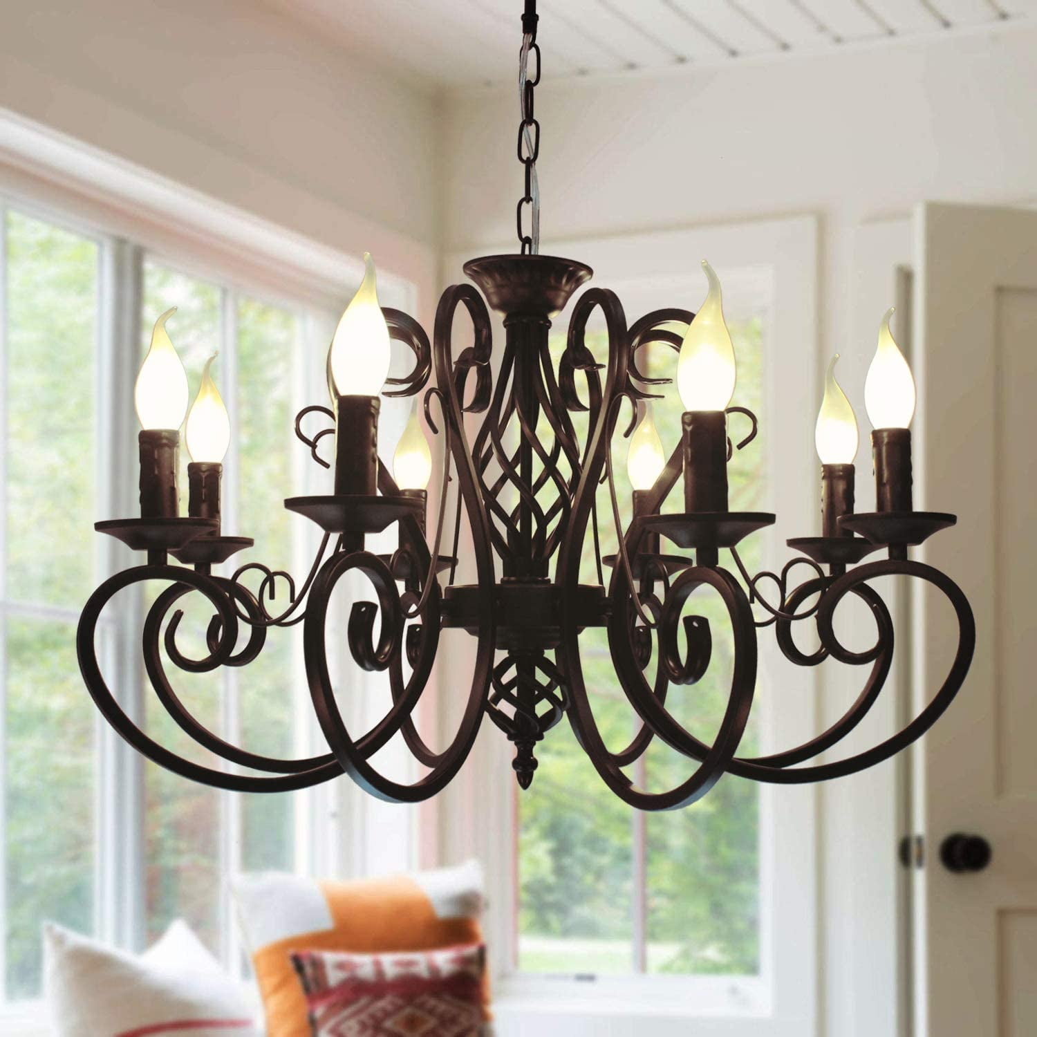 Garwarm French Country Chandeliers 8, Country Light Fixtures For Living Room