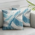 thumbnail image 3 of nygtbtfer  Throw Pillow Cases Pack of 2 Cozy Fleece Two-Tone Abstract Feather Decorative Cushion Covers for Couch Bed Sofa Farmhouse Decoration Smoke Blue Grey White, 3 of 7