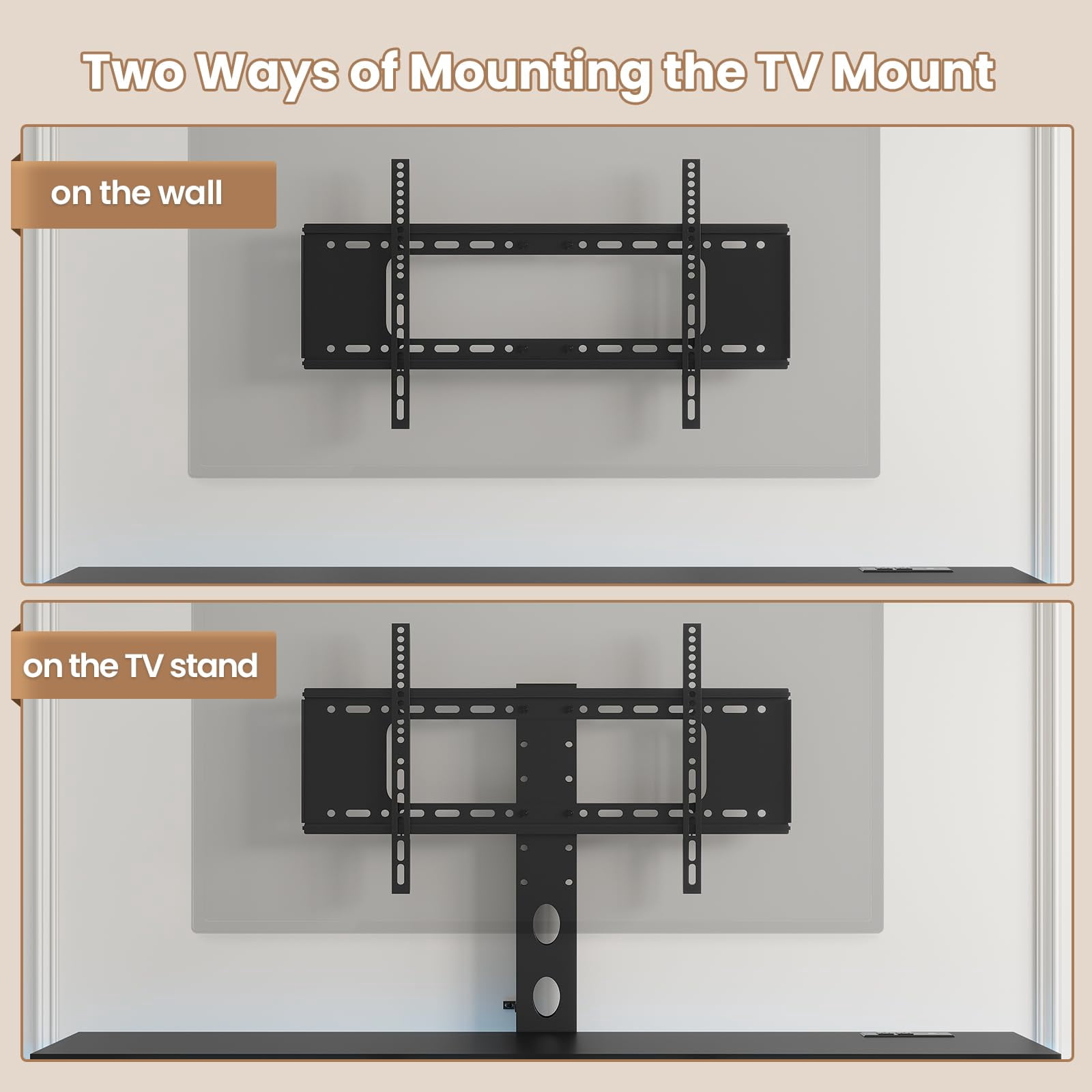 Afuhokles TV Stand with Mount and Power Outlet, TV Mount for TVs up to 75 inch TV, Modern LED TV Stand with Shelves and 4 Drawers, Black