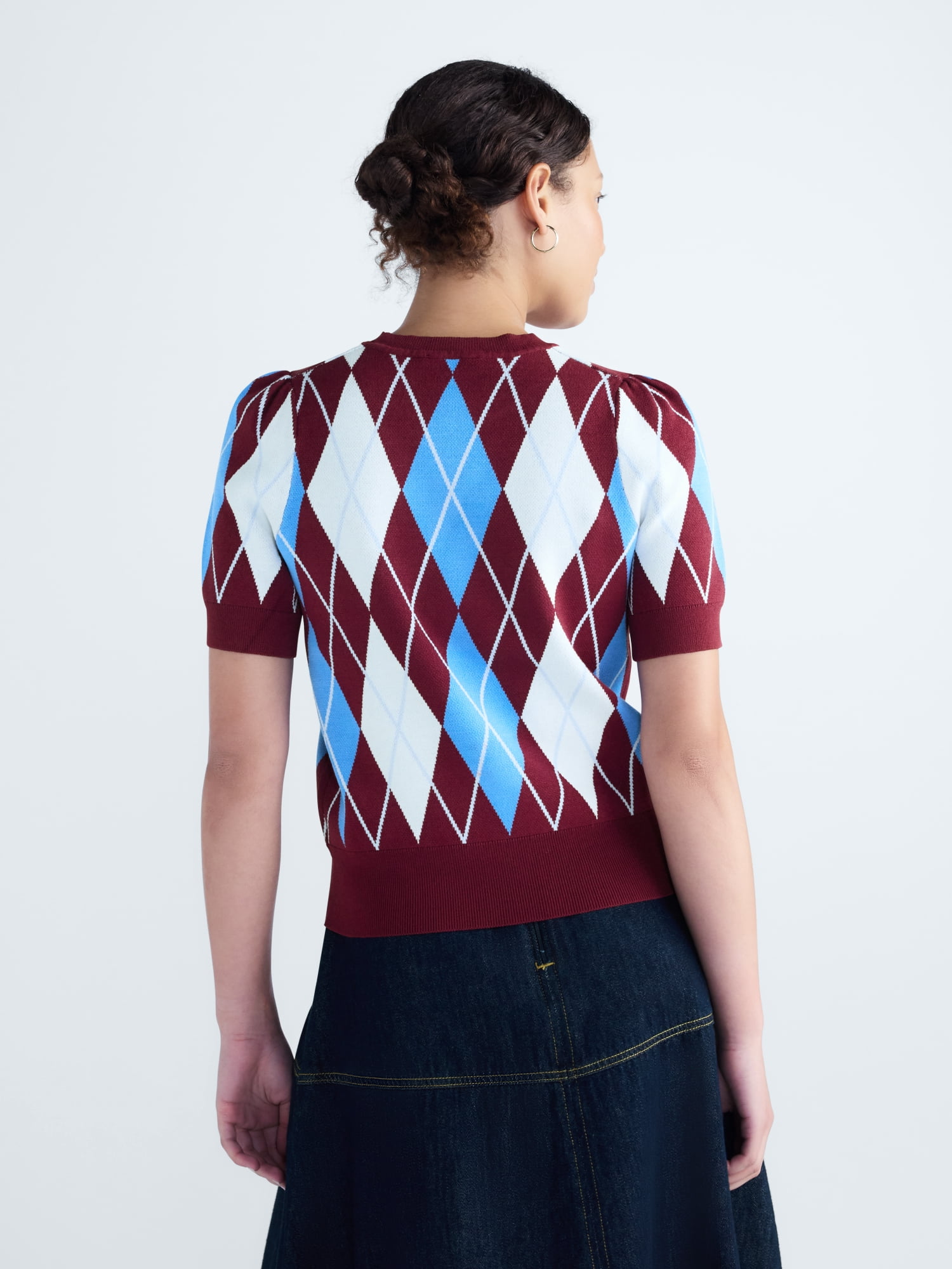Free Assembly Women's and Women's Plus Crewneck Sweater with Short Puff Sleeves, Sizes XS-4X