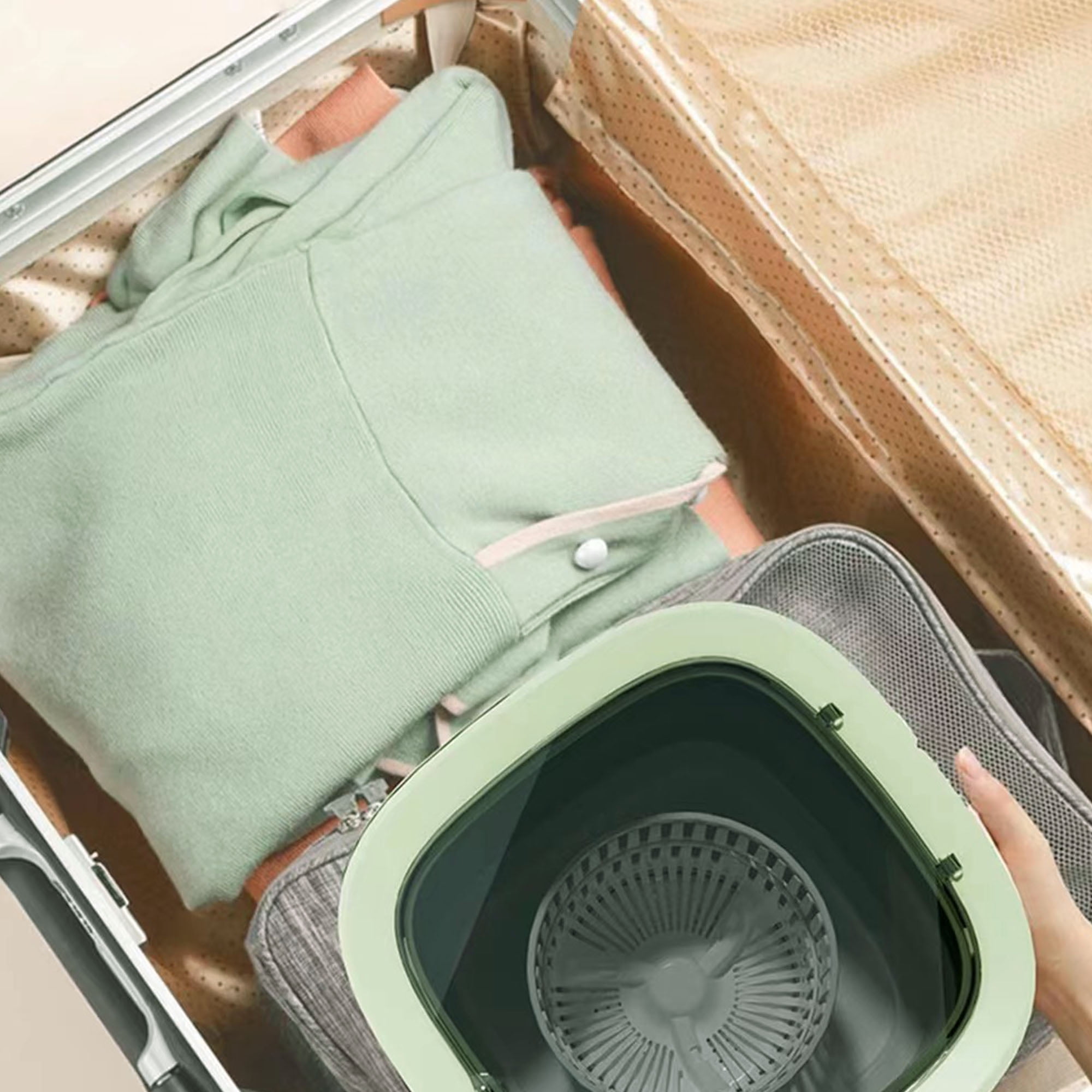 Portable Washing Machine, 10L Foldable Washer, with 3 Modes Deep Clean, Portable Washer with Gentle Spin, Suitable for Socks, Baby Clothes, Towels, Delicate(10L Purple)