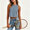 thumbnail image 7 of Gamivast Crop Tops for Women Sleeveless Crew Neck Casual Flowy Muscle Tanks Summer Workout Athletic Shirts Lightweight Loose Fit Comfortable Active Basic Loungewear Sky Blue L, 7 of 7