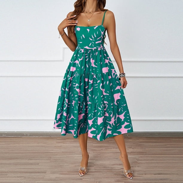 WILLBEST Vestidos Floreados para Mujer Vestido de Verano con Estampado Floral, Largo Medio, Informal Grande