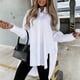 thumbnail image 2 of Mujeres moda Turndown Collar manga larga Color sólido Irregular Casual camisa Tee Tops Fridja  czfsfas6500, 2 of 9